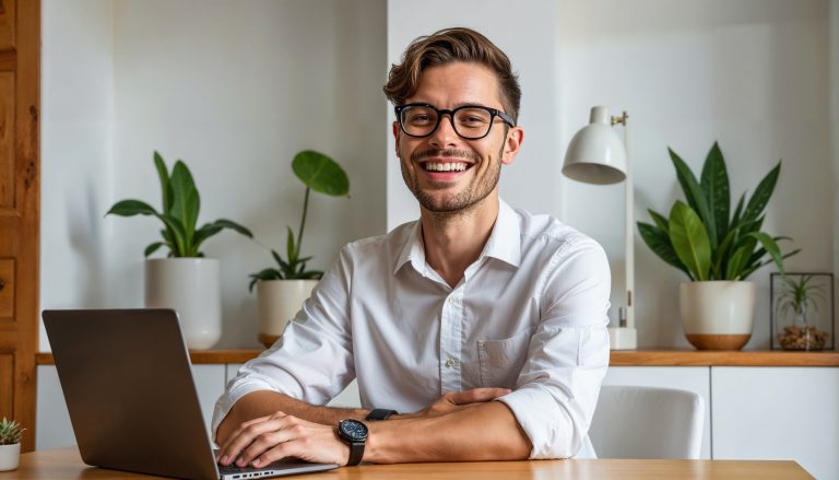 homem-sorridente-trabalhar-num-portatil