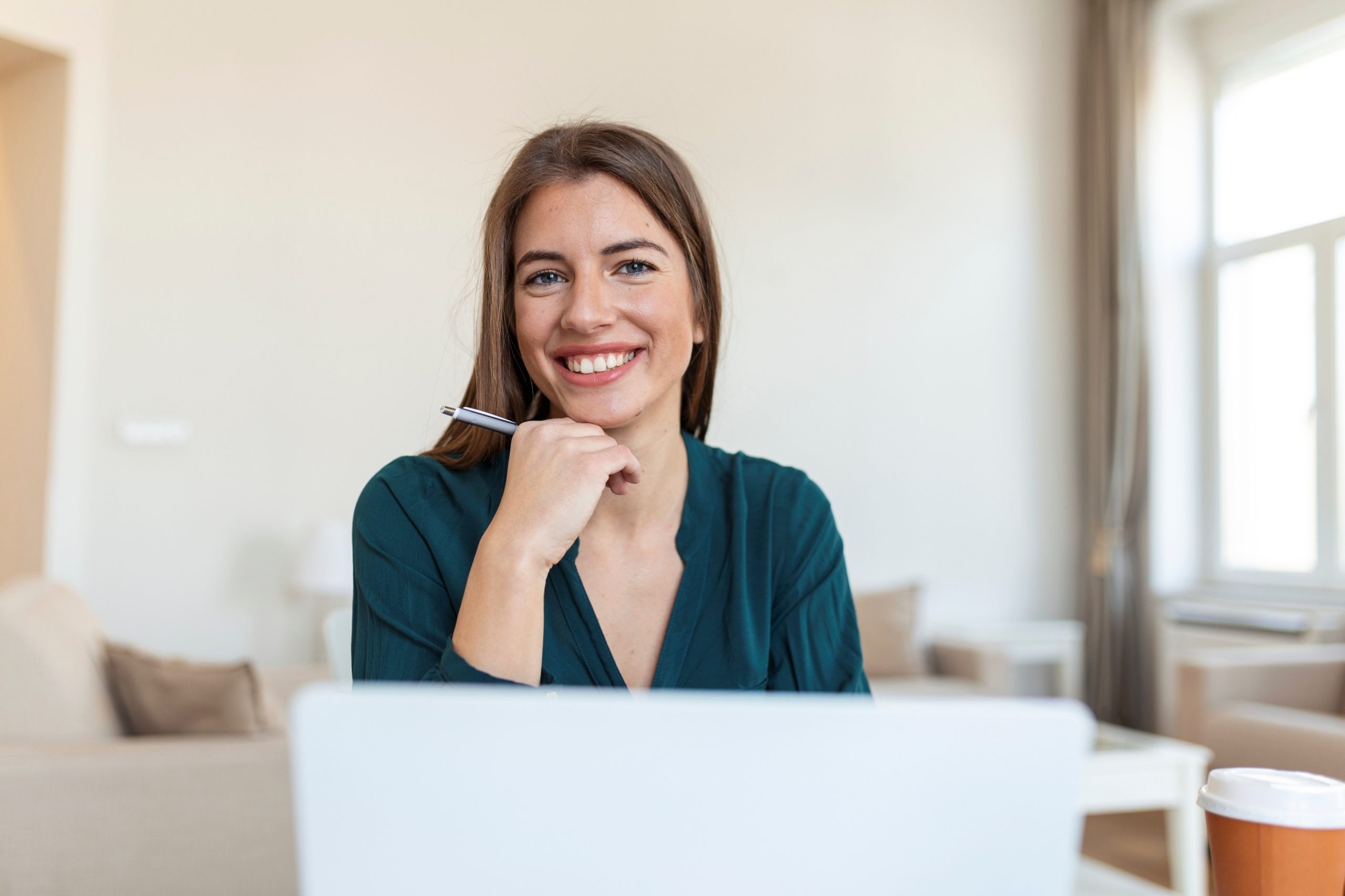business-woman-analyzing-data-using-computer-while-spending-time-office-beautiful-young-grinning-professional-woman-office-graphs-charts